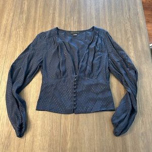 Blue front button blouse